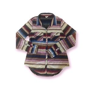 Roxy stripped, button down long sleeve flannel. Size large.
